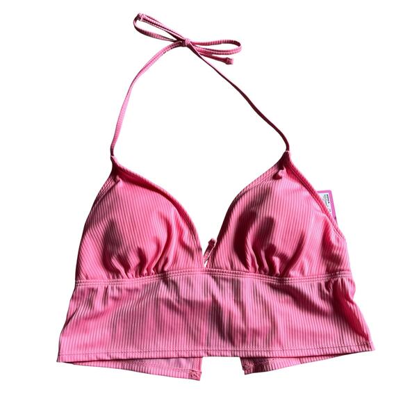NWT! Juniors' Ninety-Nine° Pink Apron Crop Tankini Swim Top Size X-Large - Picture 1 of 6